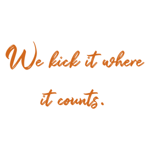 we kick it where counts quote SVG PNG design with bold lettering