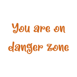 you are on danger zone quote SVG PNG design with bold lettering