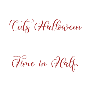 cuts halloween time in half quote SVG PNG design with bold lettering