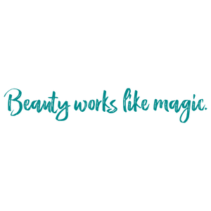 beauty works like magic quote SVG PNG design with bold lettering, an uplifting message