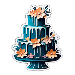 cake flower SVG PNG design with peach and red floral elements