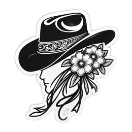 hat flowers floral SVG PNG design with clean design elements, black and white floral elements