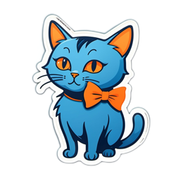 blue cat sticker SVG PNG design with clean design elements