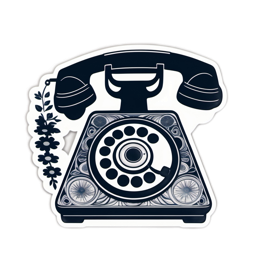 telephone floral SVG PNG design with clean design elements, black and white floral elements