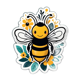 bee flower SVG PNG design with clean design elements