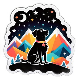 artistic dog mountains SVG PNG design