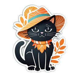 fashion summerhat SVG PNG design with black and orange floral elements