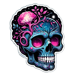 skull colorful nature floral SVG PNG design with pink and green floral elements