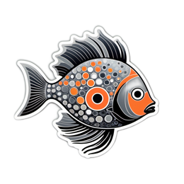 sticker fish SVG PNG design with clean design elements