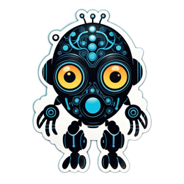 robot character SVG PNG design with clean design elements
