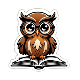 owl reading stickers SVG PNG design with clean design elements