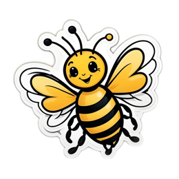 cartoon bee SVG PNG design with clean design elements