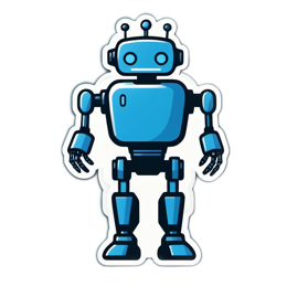 robot sticker SVG PNG design with clean design elements