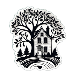 house tree SVG PNG design with clean design elements