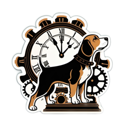 time clock dog SVG PNG design with clean design elements