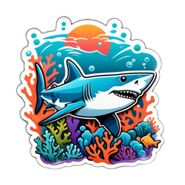 underwater shark SVG PNG design with clean design elements