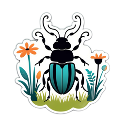 insect flora SVG PNG design with clean design elements, black and orange floral elements
