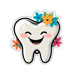 tooth flower SVG PNG design with white and pink floral elements