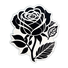 blackrose flower SVG PNG design with clean design elements, black and white floral elements
