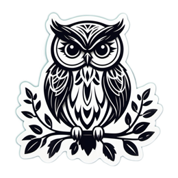 owl black white SVG PNG design with clean design elements