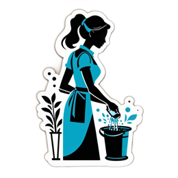 woman watering plants SVG PNG design with clean design elements