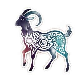 artistic goat floral SVG PNG design with clean design elements, purple floral elements