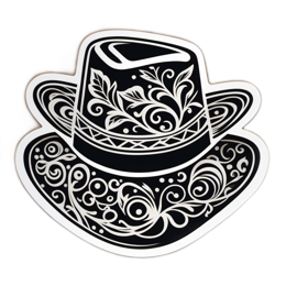 hat floral SVG PNG design with black and white floral elements