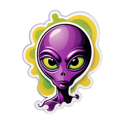 alien character sticker SVG PNG design with clean design elements