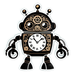 robot clock steampunk SVG PNG design