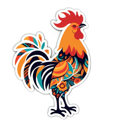 chicken artistic floral SVG PNG design with clean design elements, orange and green floral elements