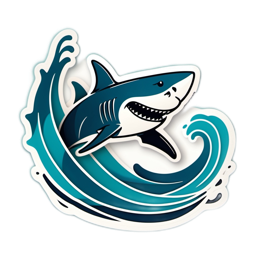 shark wave sticker SVG PNG design with clean design elements