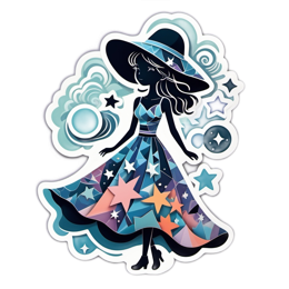 fantasy starry dress SVG PNG design with clean design elements