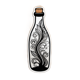 water bottle SVG PNG design with black and white floral elements