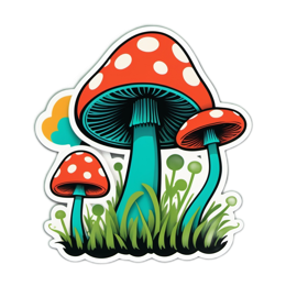 mushrooms colorful grass SVG PNG design with clean design elements