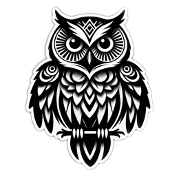 owl blackwhite sticker SVG PNG design with clean design elements