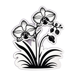 nature orchids flower SVG PNG design with black floral elements