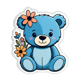 bear flowers SVG PNG design with orange and pink floral elements