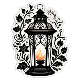 lantern flower SVG PNG design with black and white floral elements