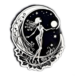 skeleton moon SVG PNG design with clean design elements