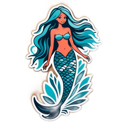 mermaid illustration SVG PNG design with clean design elements