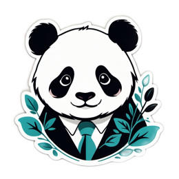 panda business suit SVG PNG design with black and white floral elements