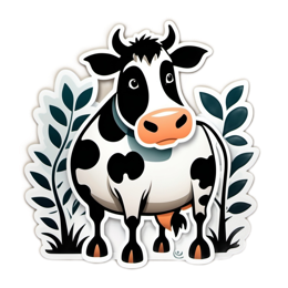 cow cartoon SVG PNG design with clean design elements