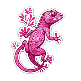 artistic lizard floral SVG PNG design with pink floral elements