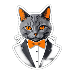 dapper cat sticker SVG PNG design with clean design elements