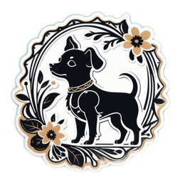 sticker floral SVG PNG design with black and white floral elements