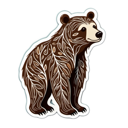 animals bear SVG PNG design with floral elements