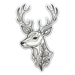 artistic deer floral SVG PNG design with black and white floral elements