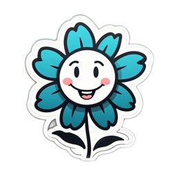 flower smiley SVG PNG design with clean design elements, white and blue floral elements