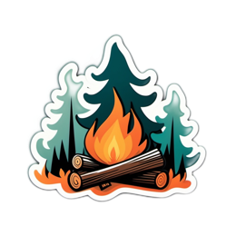 camping fire trees SVG PNG design with clean design elements