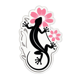 lizard flower SVG PNG design with clean design elements, black and pink floral elements